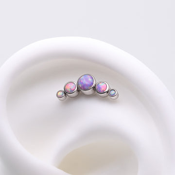 Detail View 1 of Implant Grade Titanium OneFit Threadless Journey Fire Opal Curve Top Part-Purple Opal